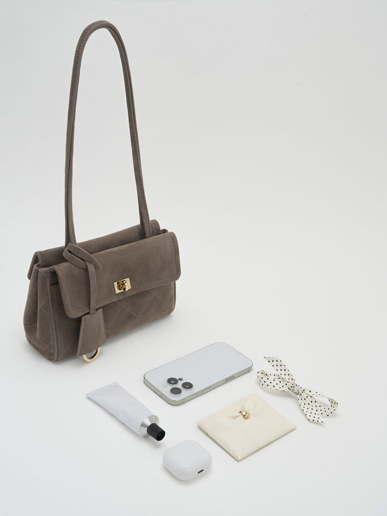 Tas Tote Quilted Apfra, Stone Grey, hi-res