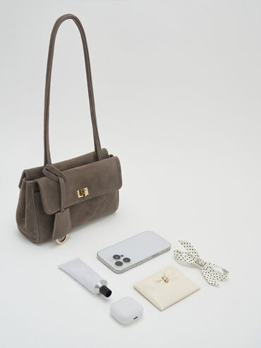 Tas Tote Quilted Apfra, Stone Grey, hi-res
