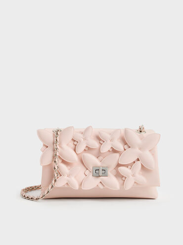 Gift Set: Flower Chain Shoulder Bag With Jewellery Set, Soft Pink, hi-res