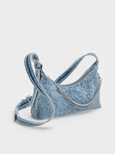 Tas Hobo Chain Atwood Denim, Denim Blue, hi-res
