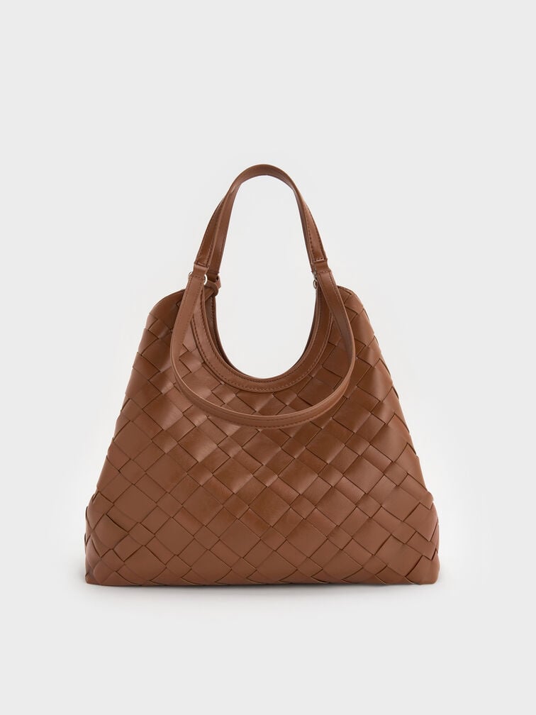 Ivette Woven Tote Bag, Chocolate, hi-res