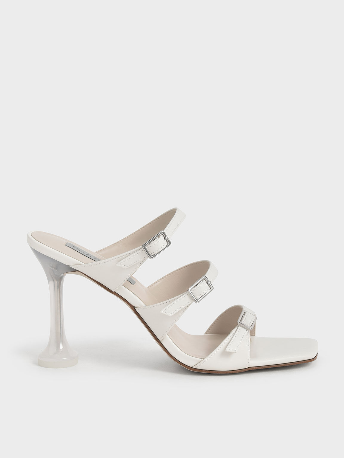 Cream Sandal Mules Triple Strap 