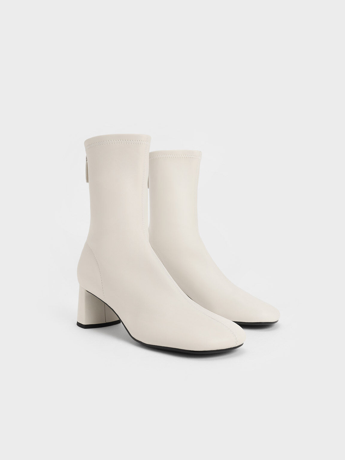 Round-Toe Zip-Up Ankle Boots, Chalk, hi-res
