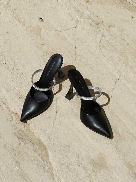 Sepatu Mules Gem Strap, Black, hi-res
