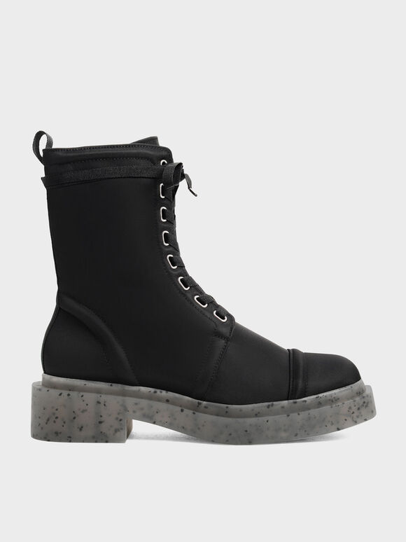 The Anniversary Series: Sepatu Ankle Boots Charli Recycled Nylon Lace-Up, Black, hi-res