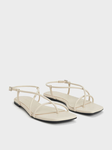Sandal Slingback Crossover Strappy, Chalk, hi-res