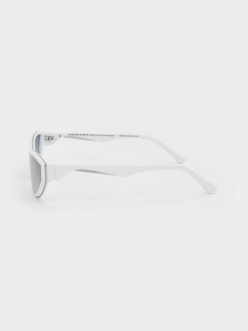 Kacamata Angular Shield Recycled Acetate, White, hi-res