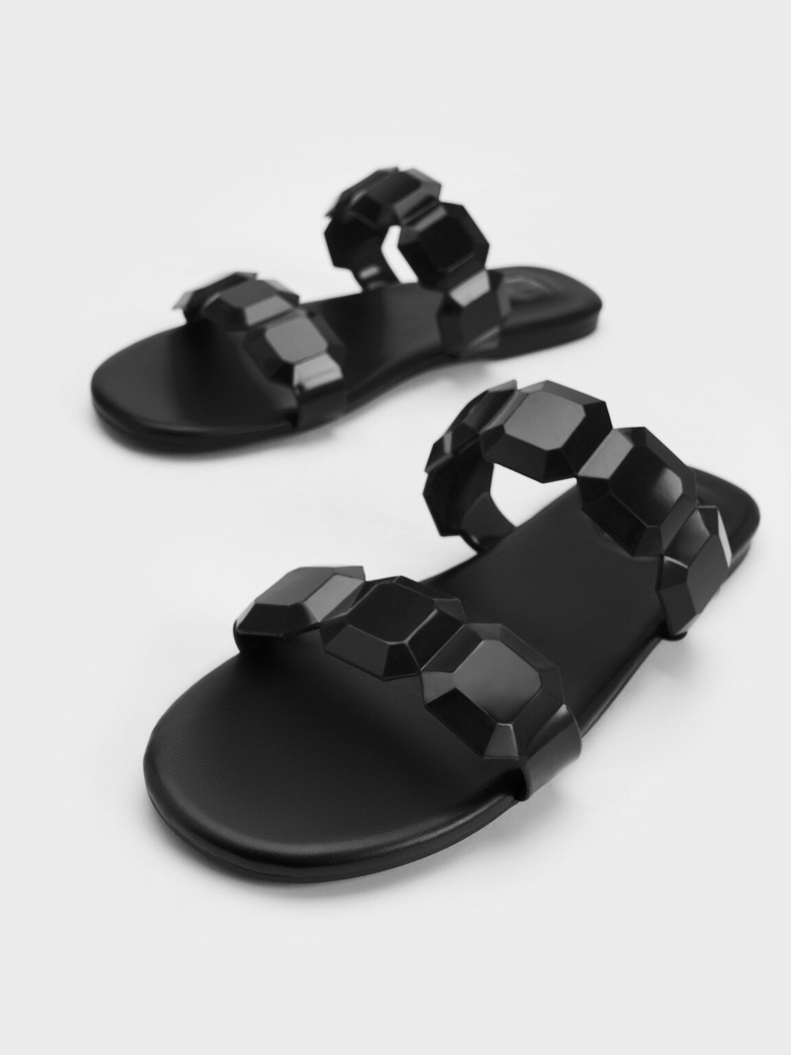 Sandal Slide Gem-Strap, Black, hi-res