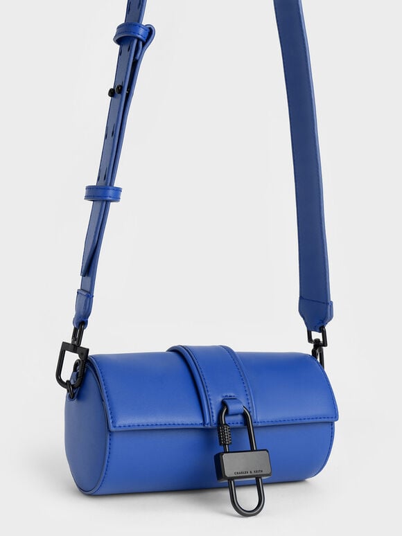Balta Chain-Link Belted Bag, Blue, hi-res