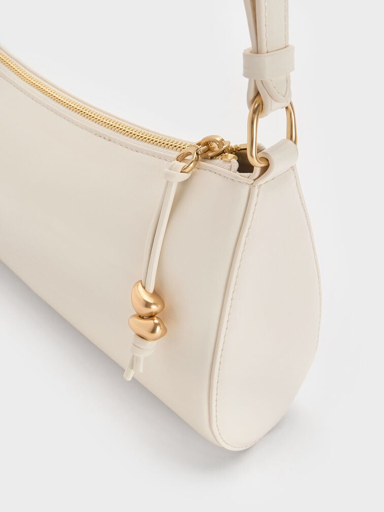 Augustine Sculptural-Detail Shoulder Bag, Cream, hi-res