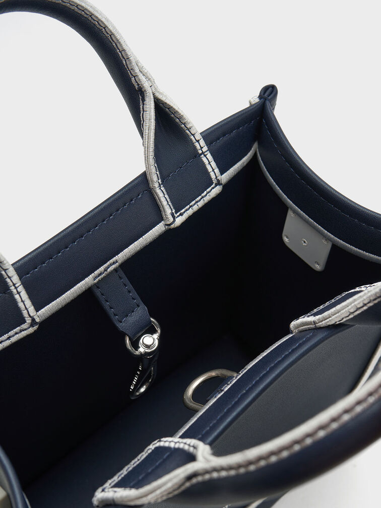 Tas Tote Bag Jump Contrast-Trim Mini, Navy, hi-res