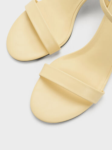 Slant-Heel Ankle-Strap Sandals, Yellow, hi-res