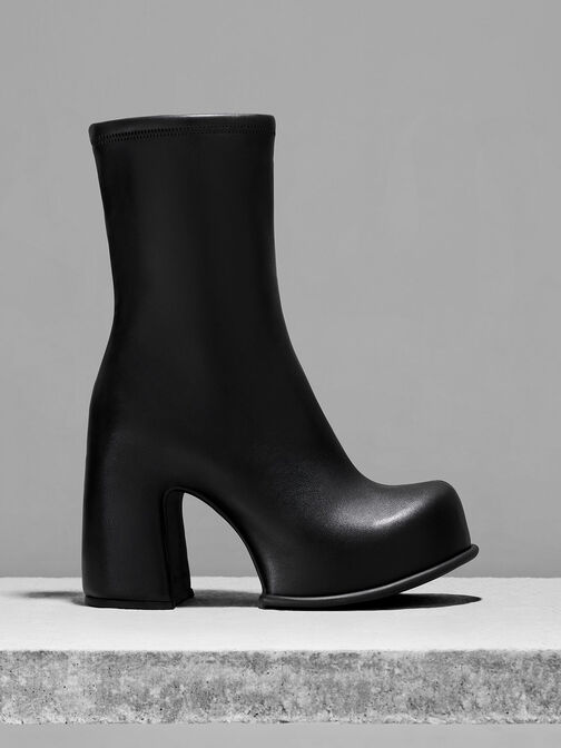 Sepatu Platform Ankle Boots Pixie, Black, hi-res