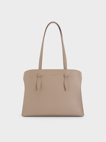 Allyn Elongated-Handle Tote Bag, Taupe, hi-res