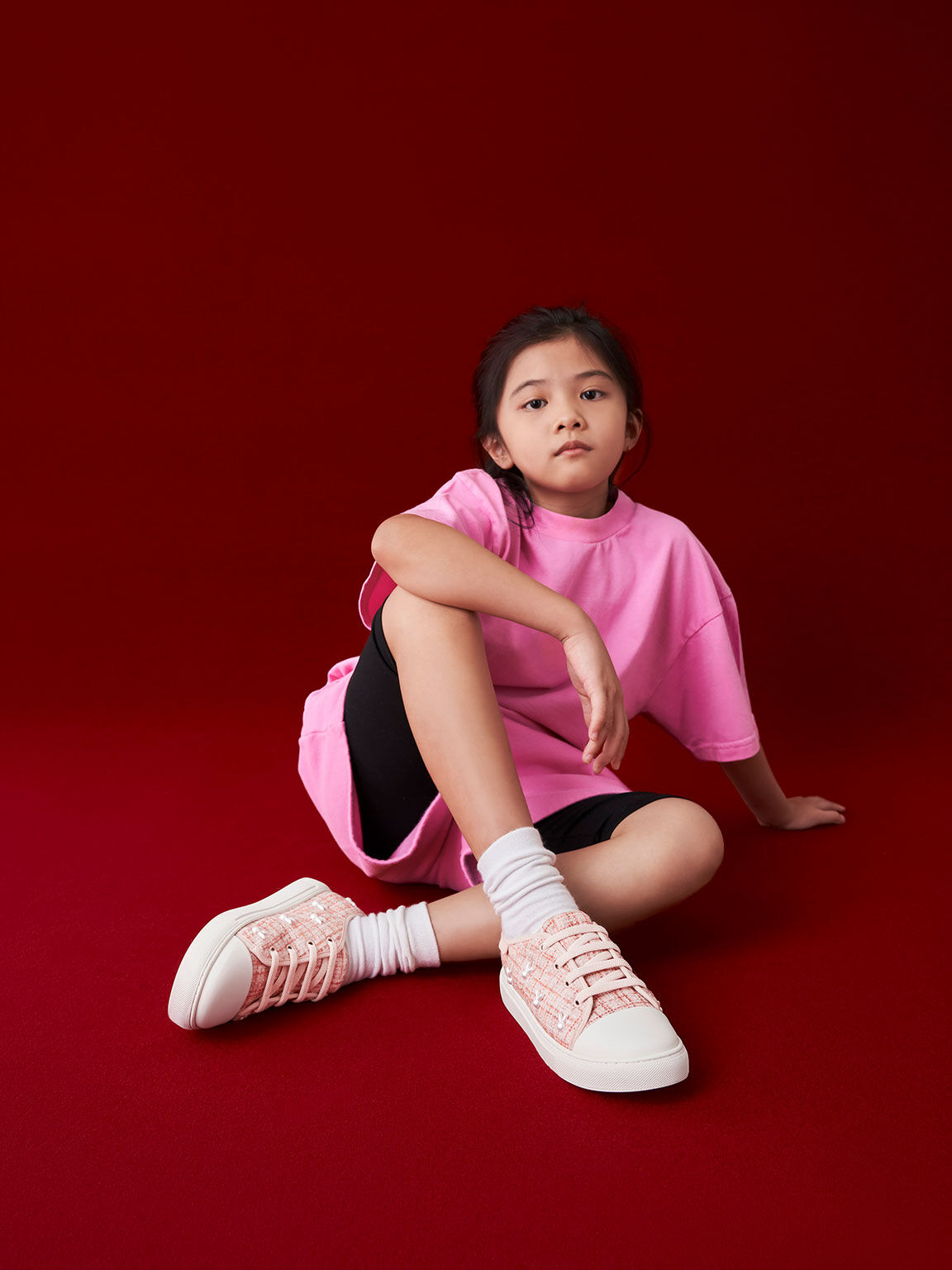 Sepatu Sneakers Girls' Bunny Tweed, Pink, hi-res