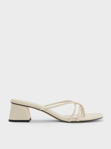 Sandal Block-Heel Toe-Ring Strappy, Chalk, hi-res