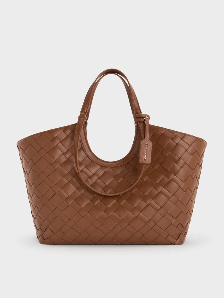 Tote Bag Woven Ivette, Chocolate, hi-res
