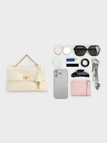 Tas Selempang Chain-Handle Kerry, Cream, hi-res