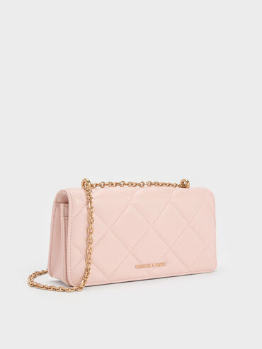Dompet Panjang Chain-Handle Quilted Paffuto, Soft Pink, hi-res