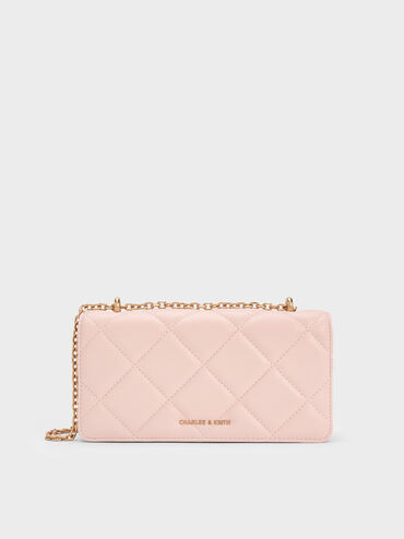 Dompet Panjang Chain-Handle Quilted Paffuto, Soft Pink, hi-res