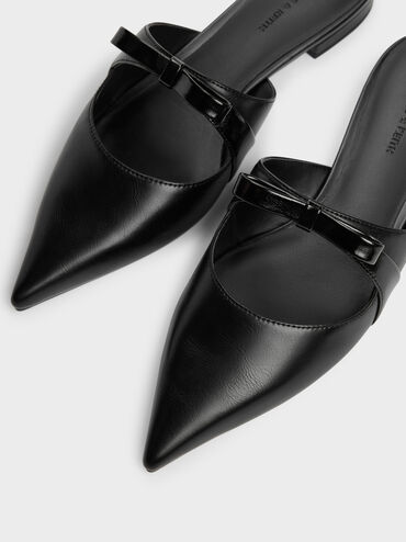 Kaleen Pointed Mules, Black, hi-res