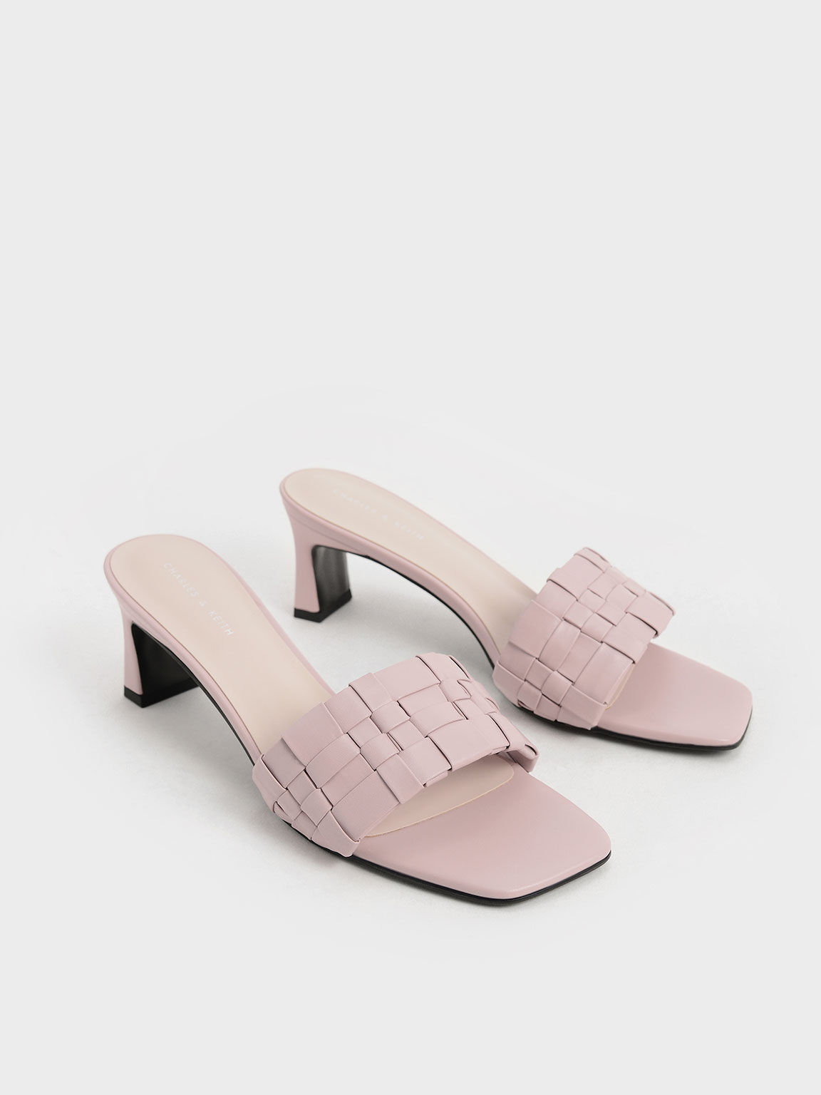 Sandal Mules Woven Square Toe, Light Pink, hi-res