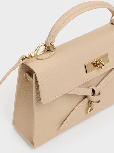 Tricha Knotted-Belt Top Handle Bag, Sand Beige, hi-res