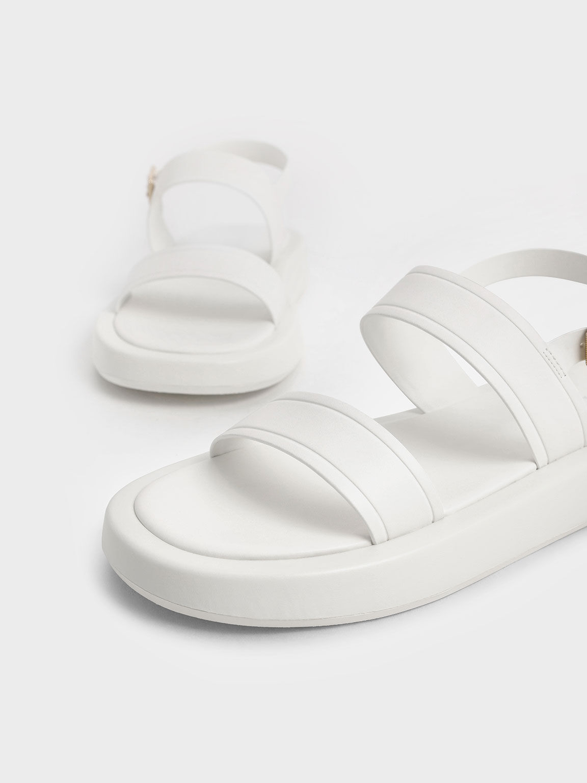 Sandal Platform Open Toe Slingback, White, hi-res
