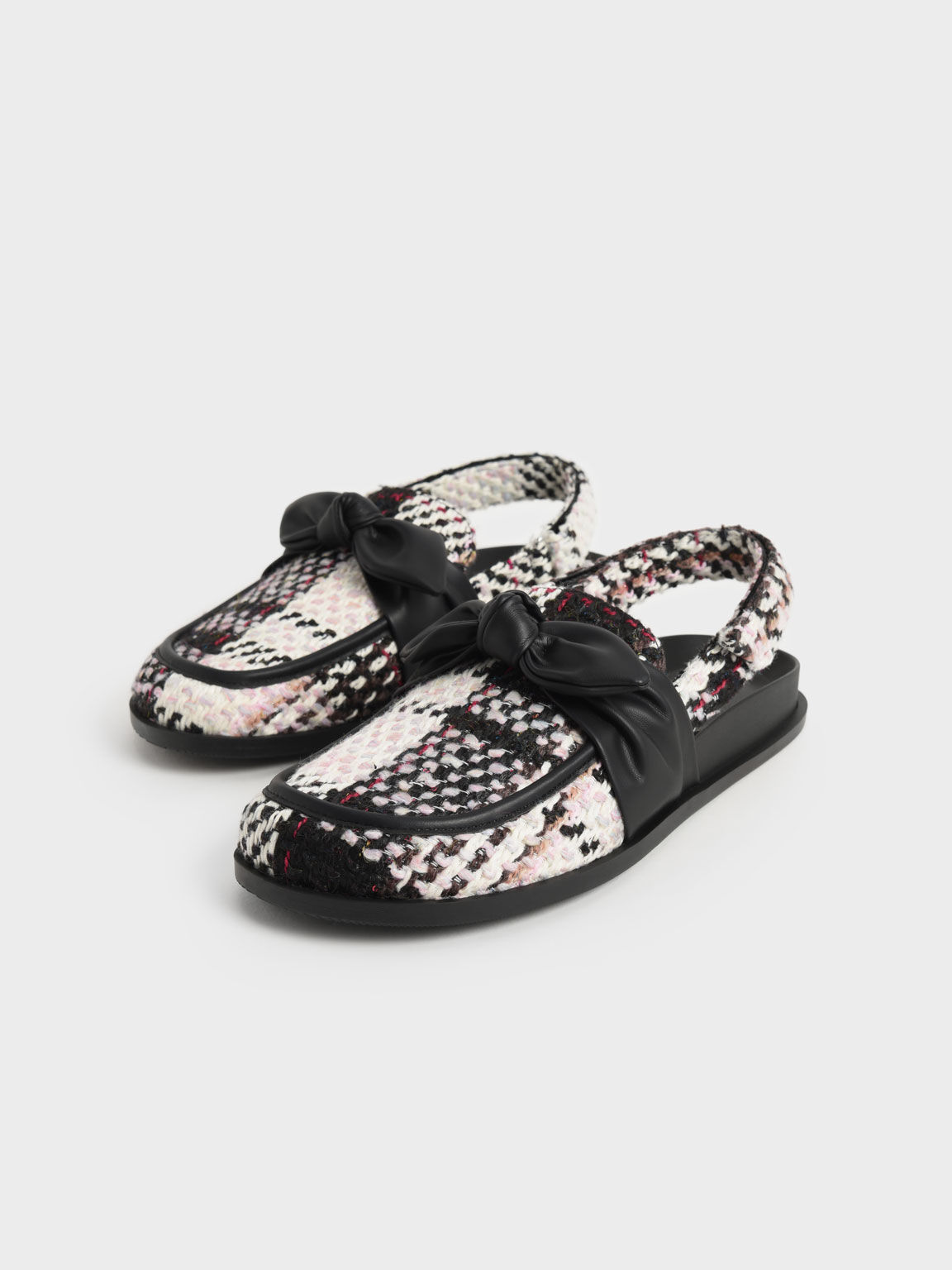 Sepatu Loafers Woven Bow-Tie Slingback, Multi, hi-res