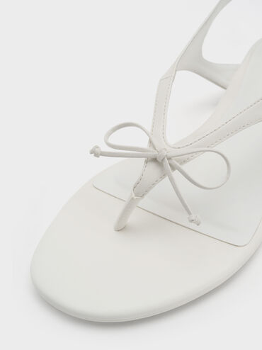 Sandal Thong Slingbacks Bow, White, hi-res