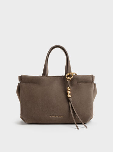 Mini Zephyr Tassel Tote Bag, Stone Grey, hi-res