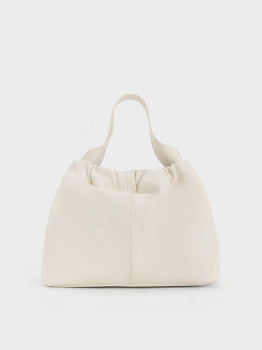 Tas Chain-Handle Ally Ruched Slouchy, Cream, hi-res