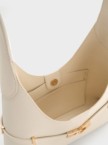 Arlet Metallic-Accent Belted Hobo Bag, Cream, hi-res