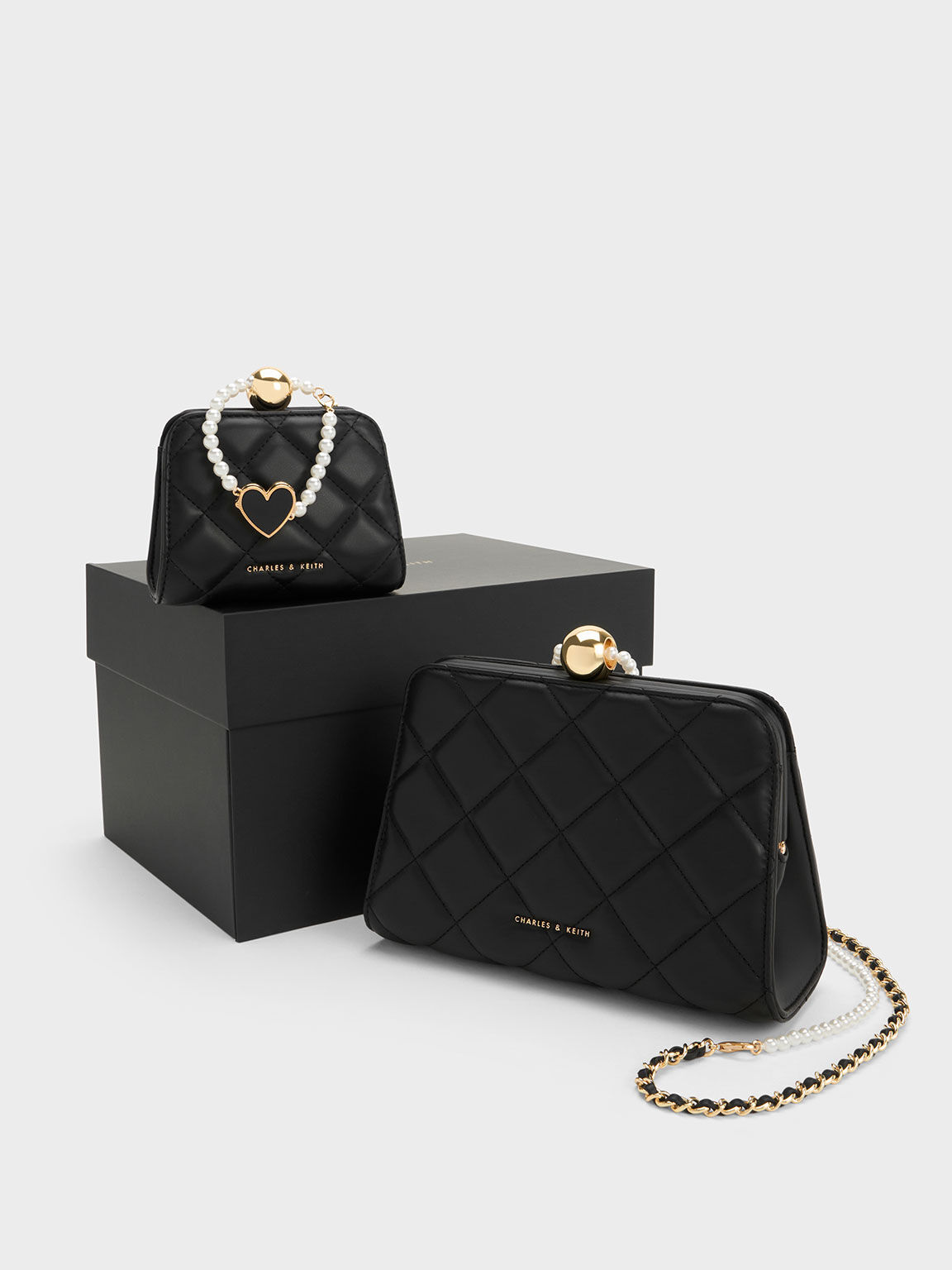 Gift Set: Tas Mini Quilted Chain, Black, hi-res