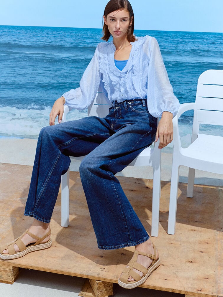 Sandal Espadrille Flatform Cafed Faux Suede, Sand, hi-res