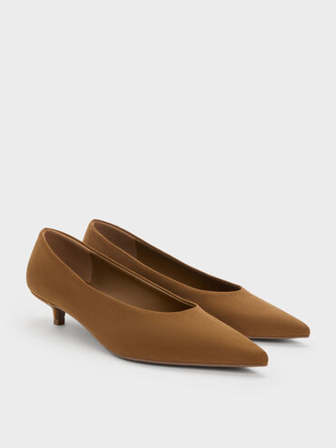 Sepatu Heels Kitten Suede Faux Emelia, Camel, hi-res