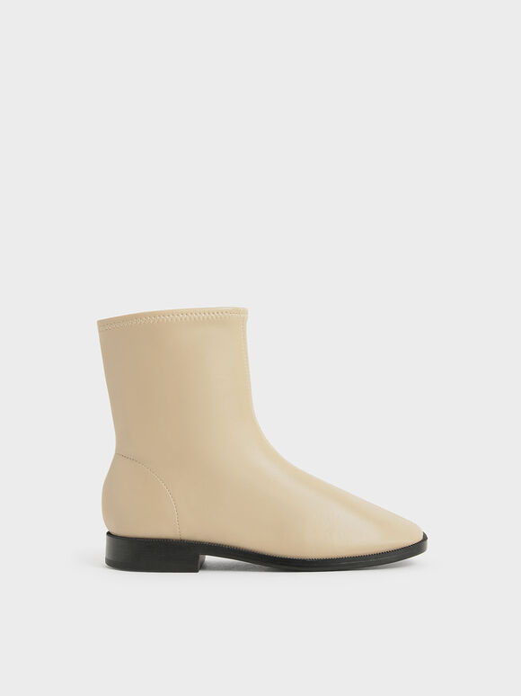 Girl's Zip-Up Ankle Boots, Sand, hi-res
