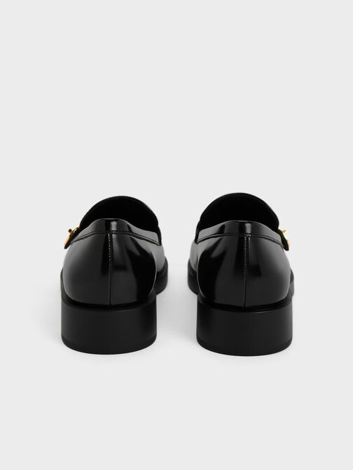 Sepatu Loafers Metallic-Buckle Strap, Black Box, hi-res