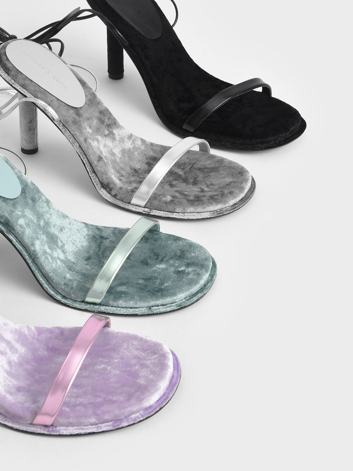 Holiday 2021 Collection: Kiera Metallic Tie-Around Stiletto Sandals, Light Grey, hi-res