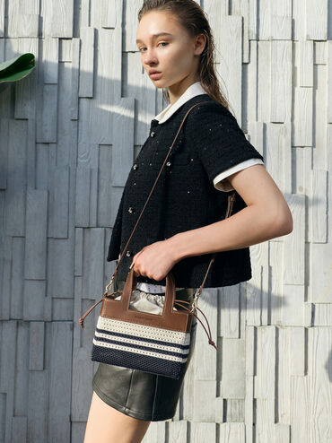 Tas Mini Knitted Striped Girls's Ida, Multi, hi-res