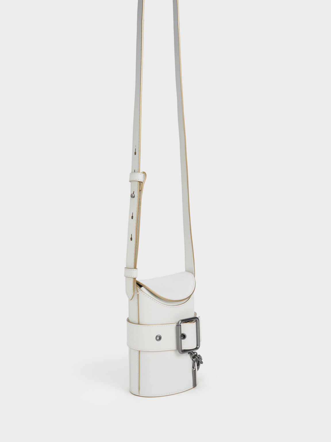 Tas Bucket Jules Leather Belted, White, hi-res