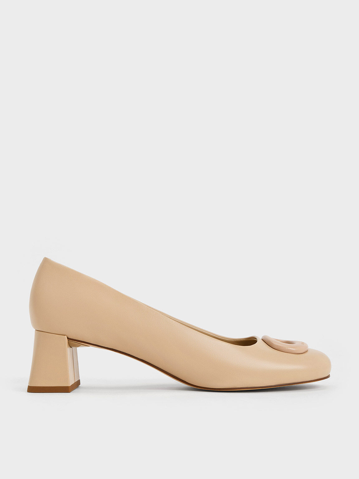 Beige Oval Trapeze Heel Pumps CHARLES KEITH ID
