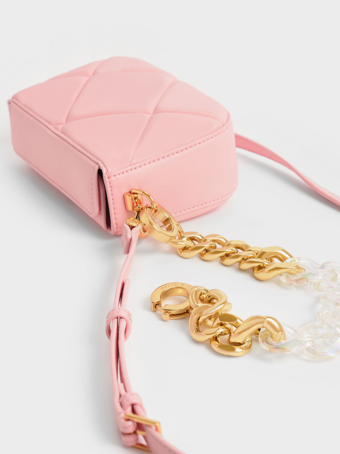 Mini Danika Chunky Chain Padded Bag, Light Pink, hi-res