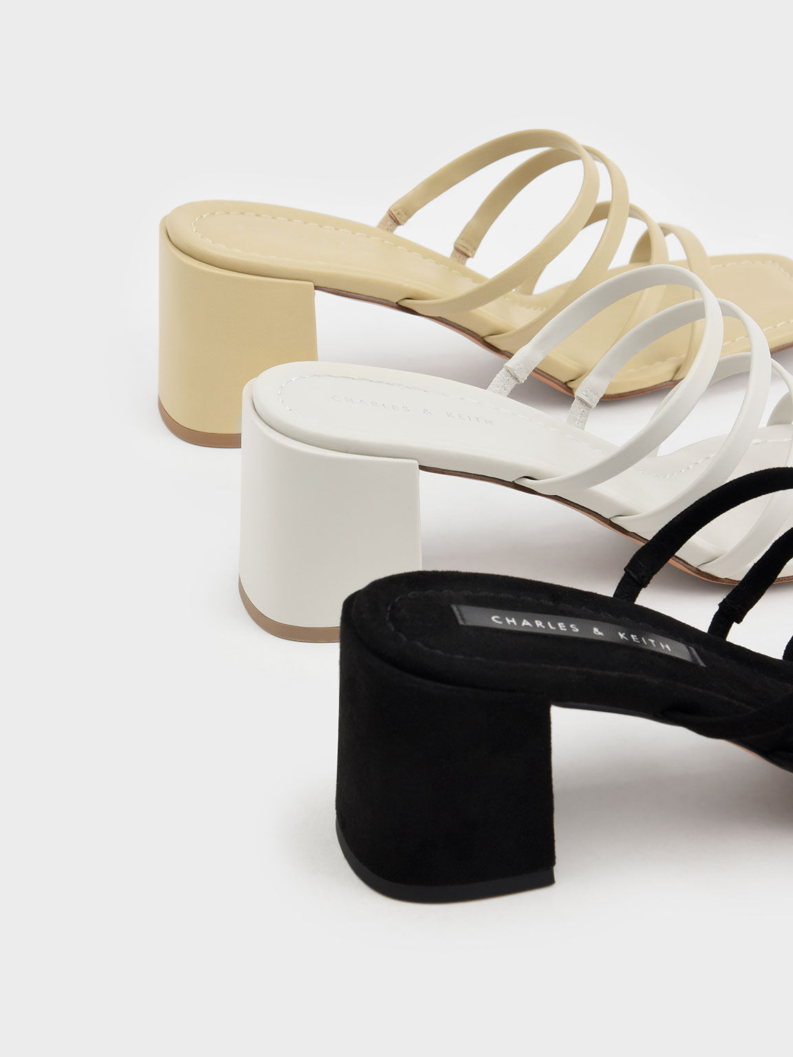 White Sandal Mules Heeled Strappy 