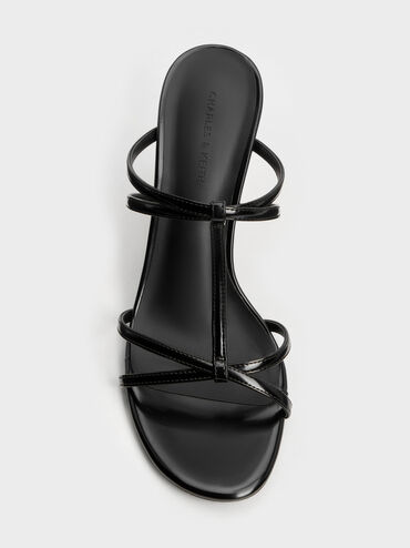 Sepatu Mules Strappy T-Bar Crossover, Black Box, hi-res