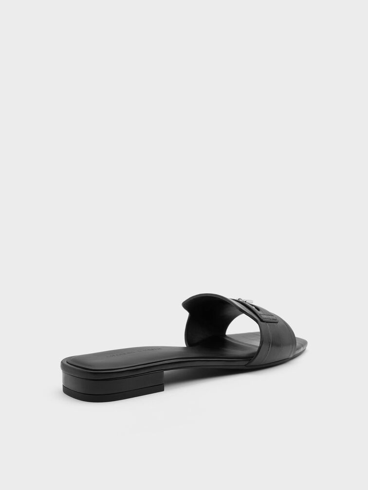Sandal Slide Eel-Effect Griselda, Animal Print Black, hi-res