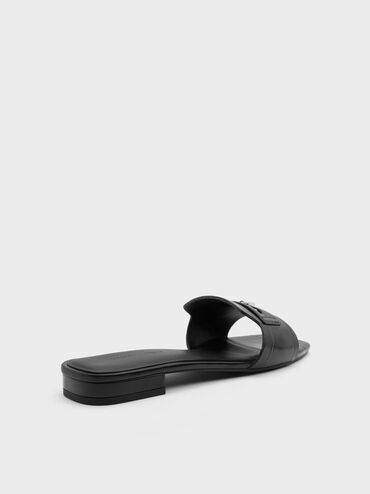 Sandal Slide Eel-Effect Griselda, Animal Print Black, hi-res