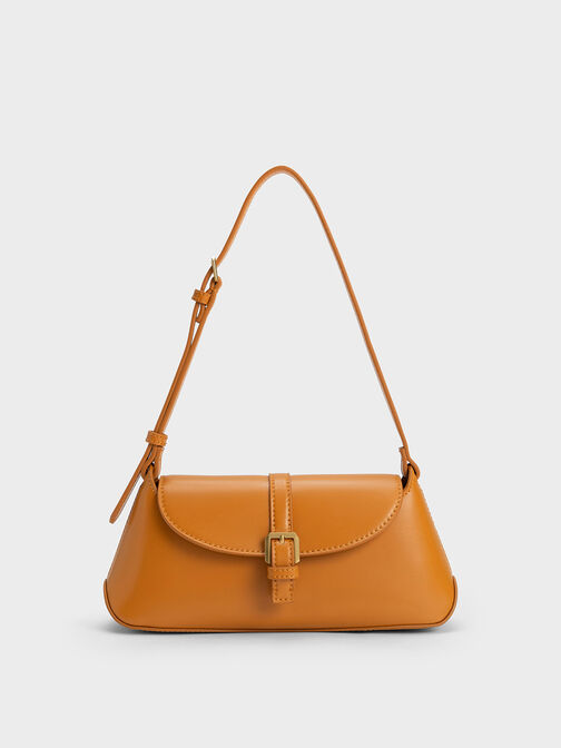 Annelise Double Belted Shoulder Bag, Orange, hi-res