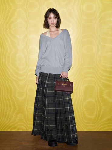 Tas Top Handle Belted Arlet, Wineberry Red, hi-res