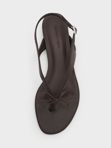 Sandal Thong Slingbacks Bow, Dark Brown, hi-res